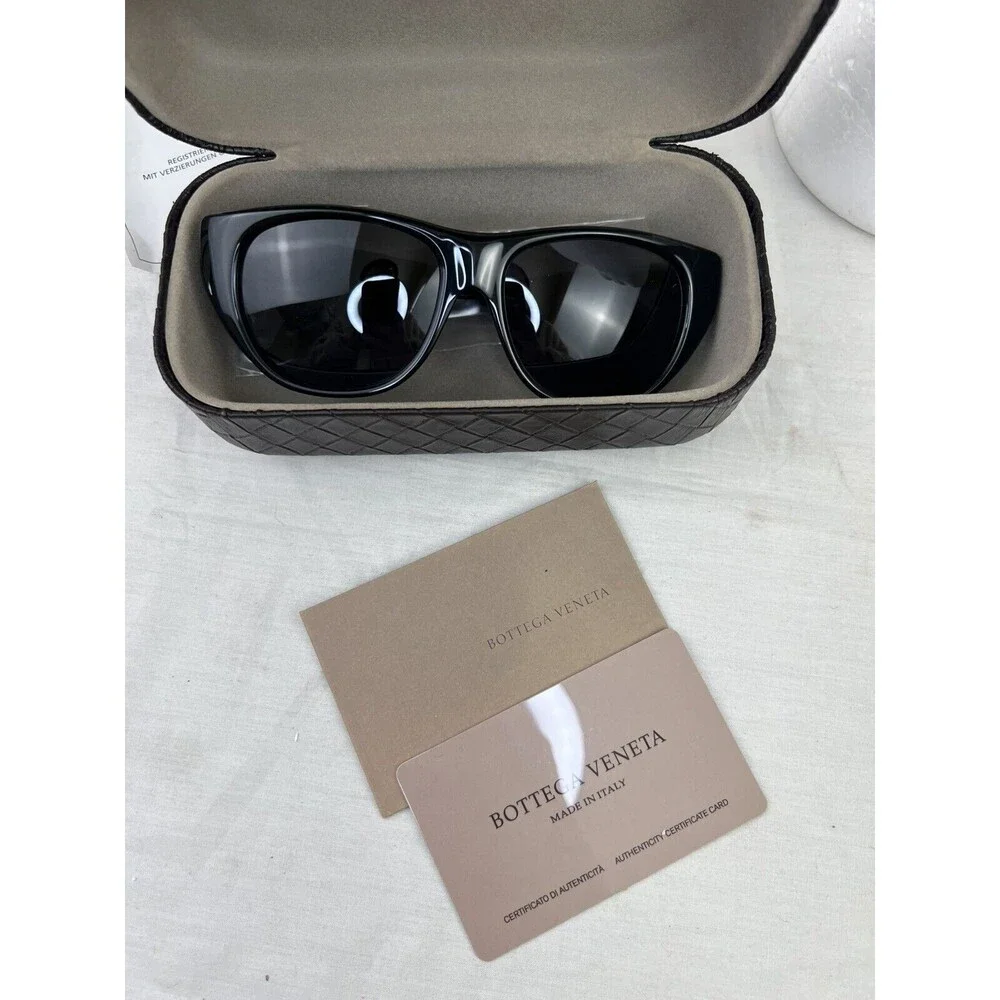 New BOTTEGA VENETA BV186/S BLACK Cat Eyes SUNGLASSES 54-16-135mm‎ W Leather Case